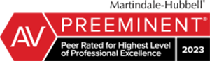 Martindale Hubbell | AV Preeminent® | Peer Rated for highest level of professional excellence | 2023